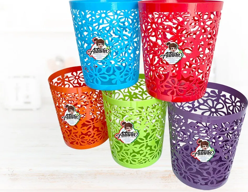 Cesto papelero Spring Calado floral de Plásticos Aitana