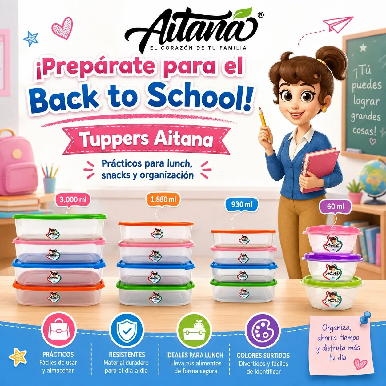 Tuppers Aitana para lunch y organización